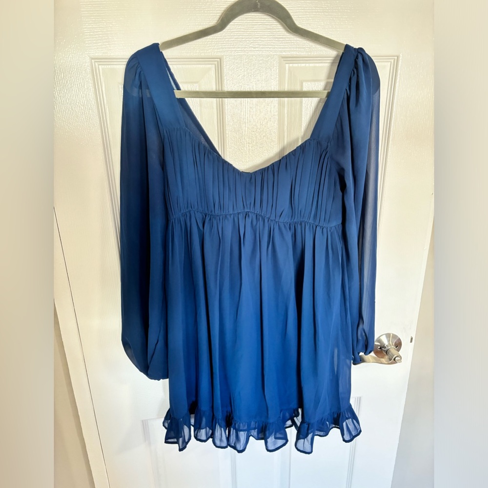 Abercrombie & Fitch Long Sleeve Babydoll Dress, Navy Blue, Worn Once, Size Small
